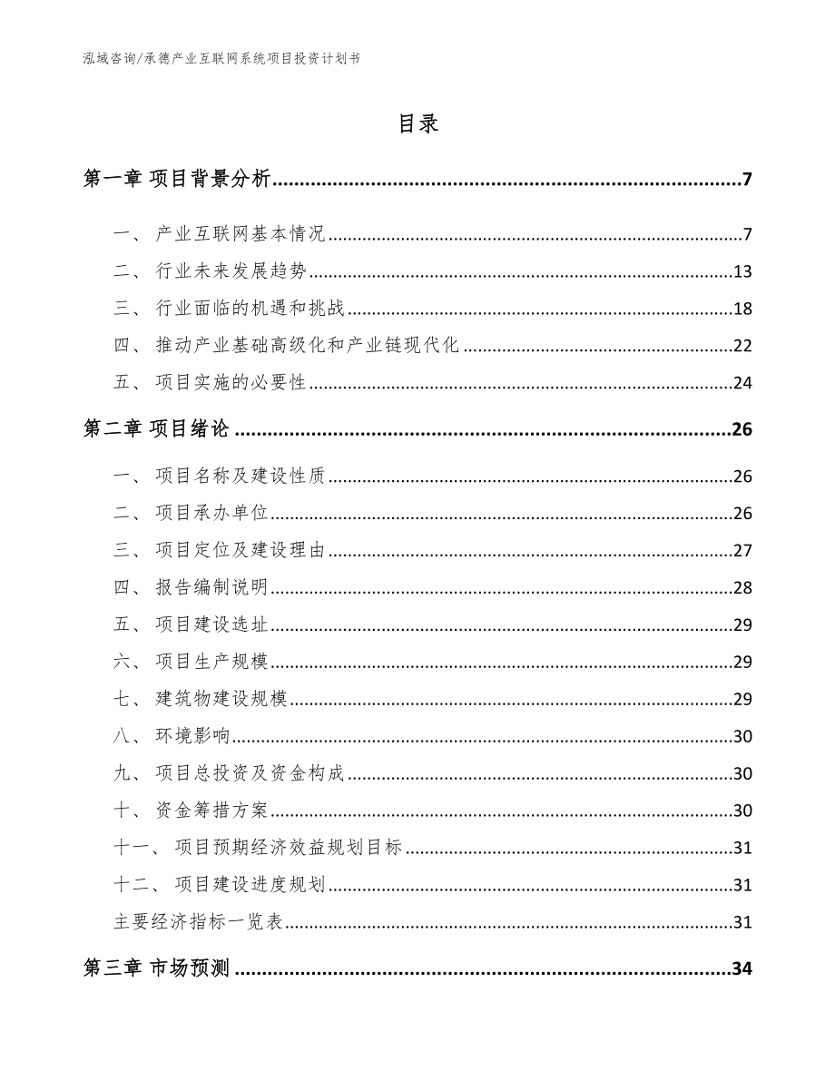 承德产业互联网系统项目投资计划书【模板参考】_第1页