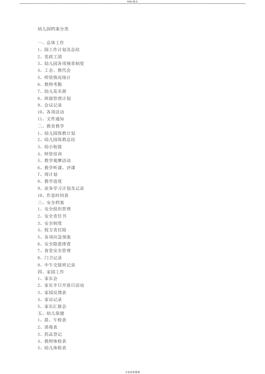 幼儿园档案分类_第1页