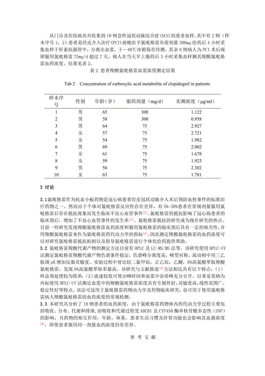 HPLC法测定患者血浆中氯吡格雷羧酸代谢产物的血药浓度_第4页