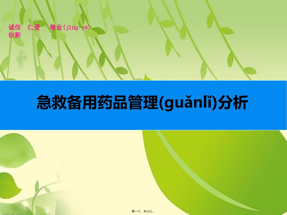 急救备用药品分析-.说课材料_第1页