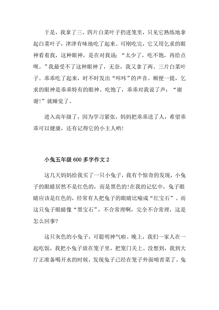 小兔五年级600多字作文_第2页