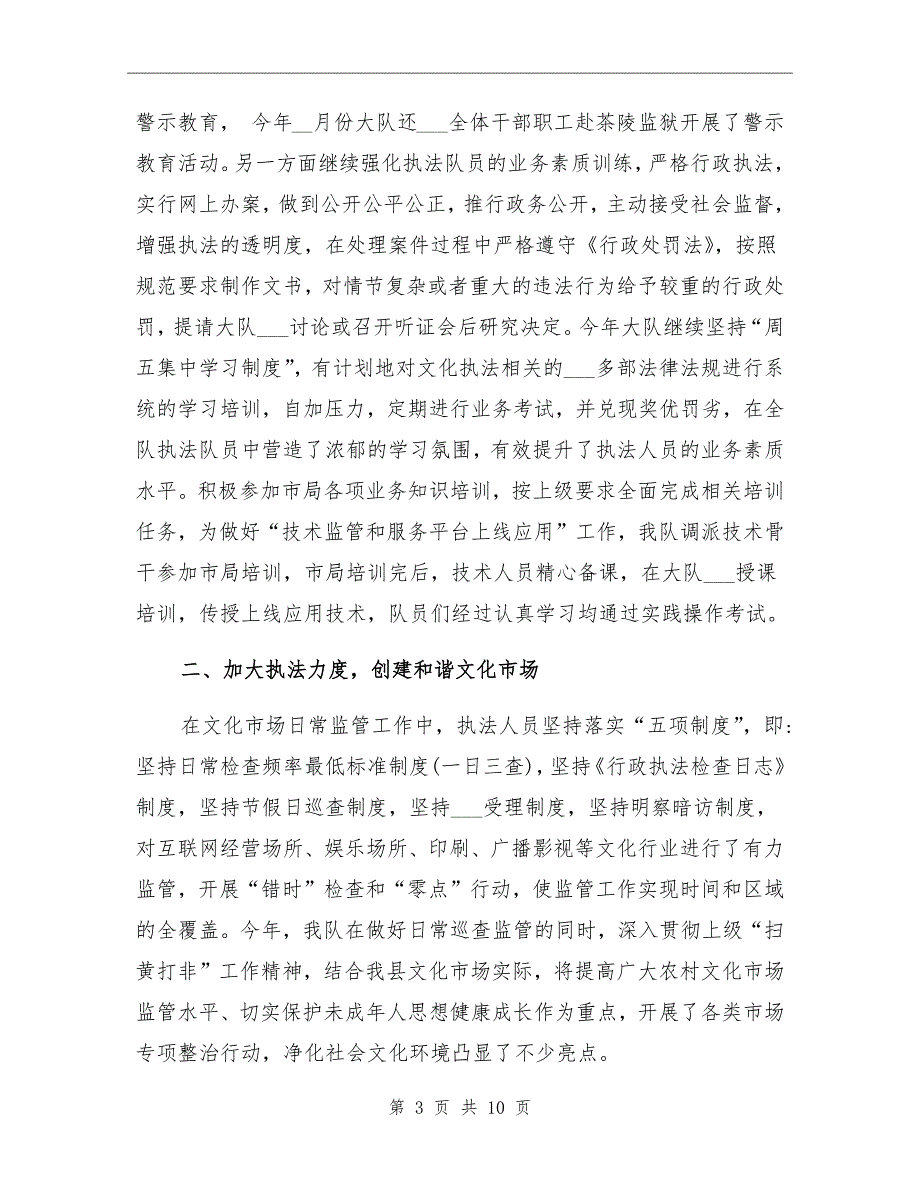 2021年文化市场综合执法大队工作总结_第3页