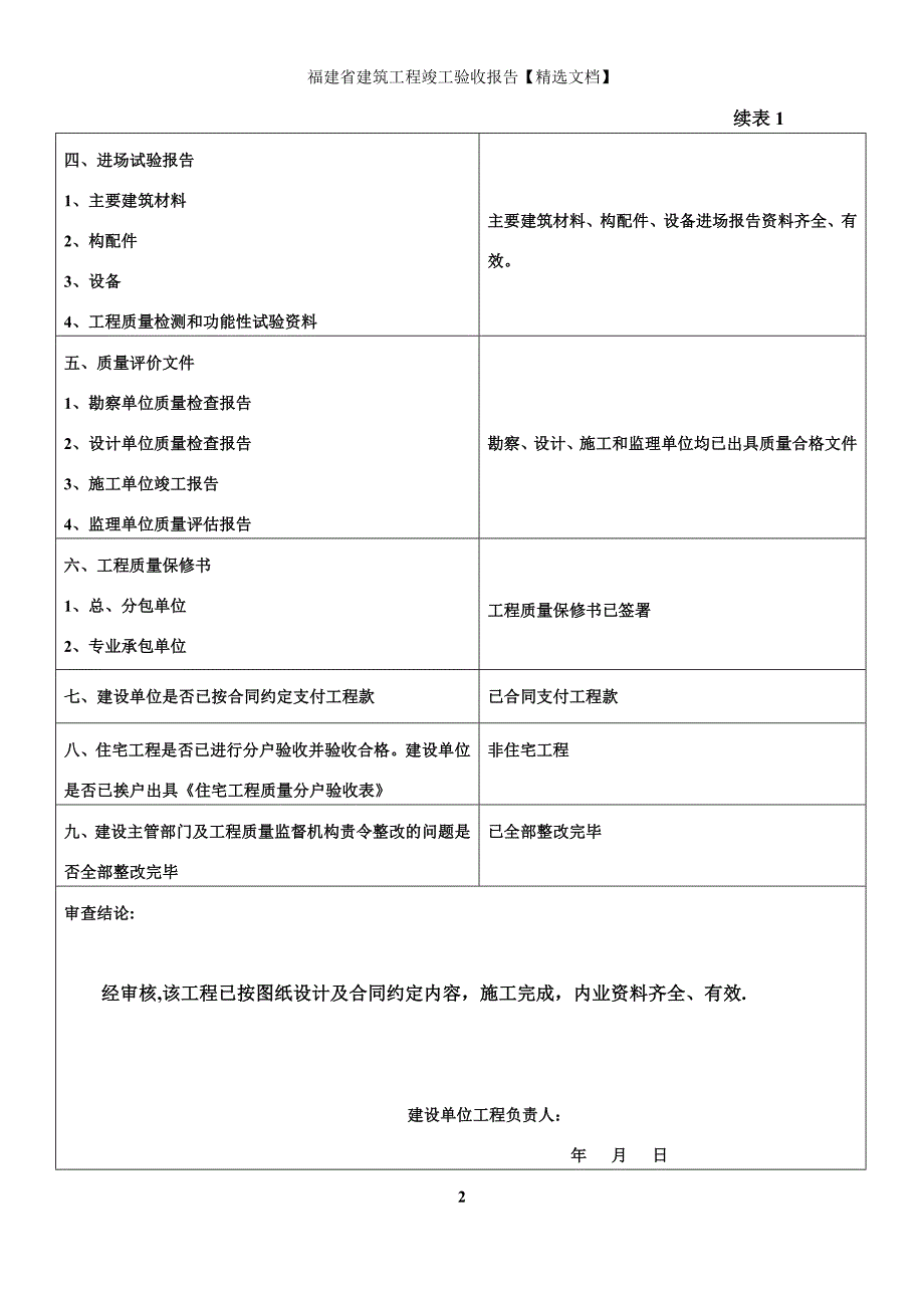 福建省建筑工程竣工验收报告【精选文档】_第4页