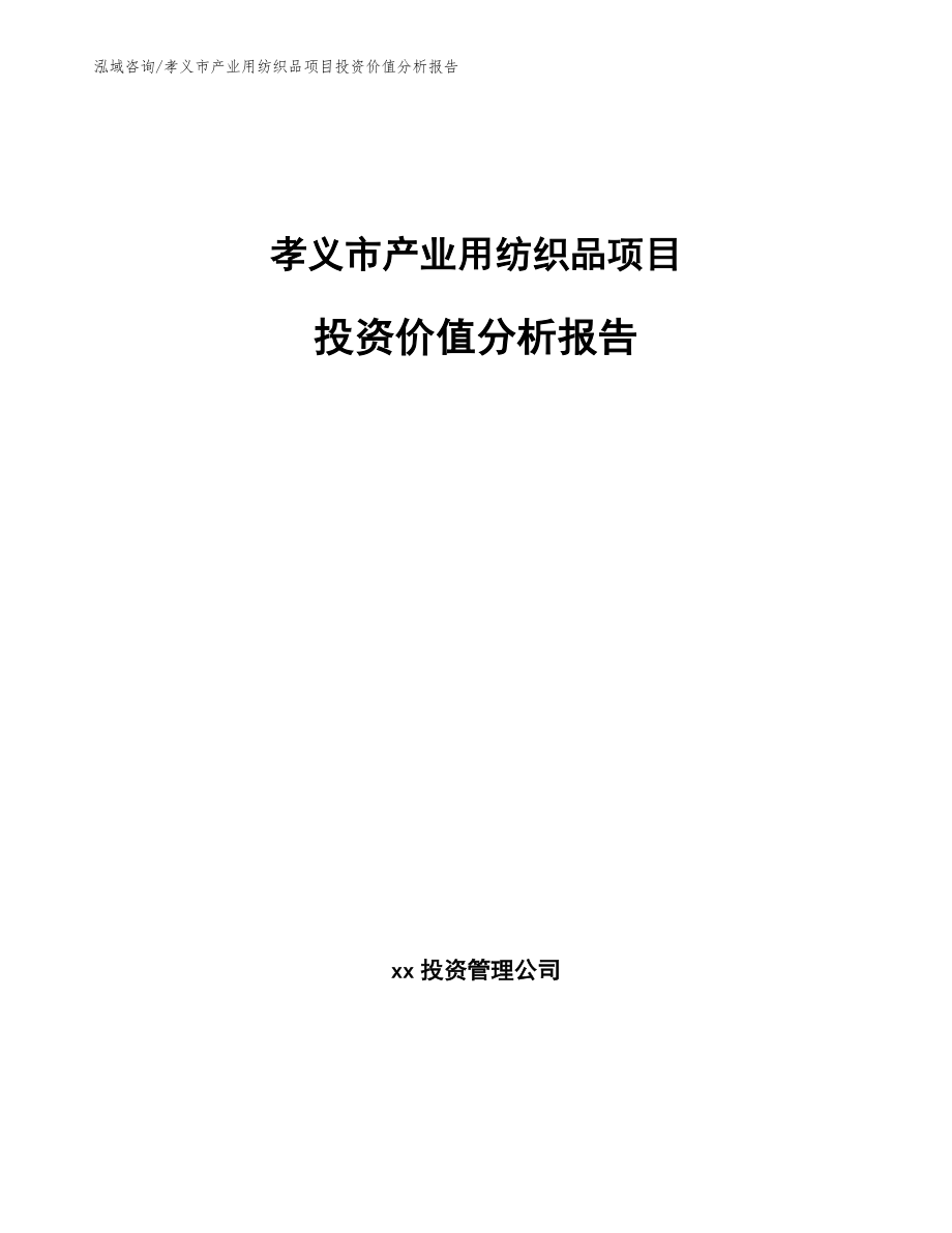 孝义市产业用纺织品项目投资价值分析报告（参考范文）_第1页