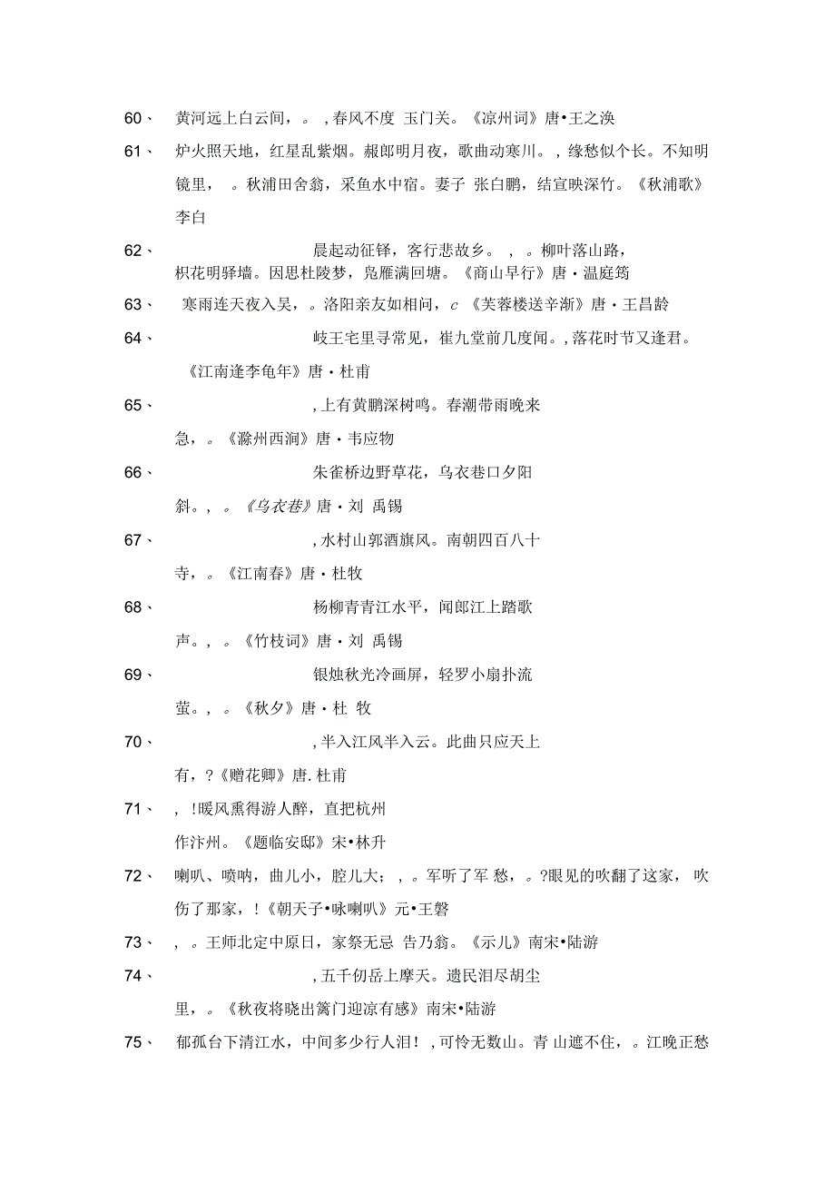 小学生必背古诗词填空练习(含答案)_第4页