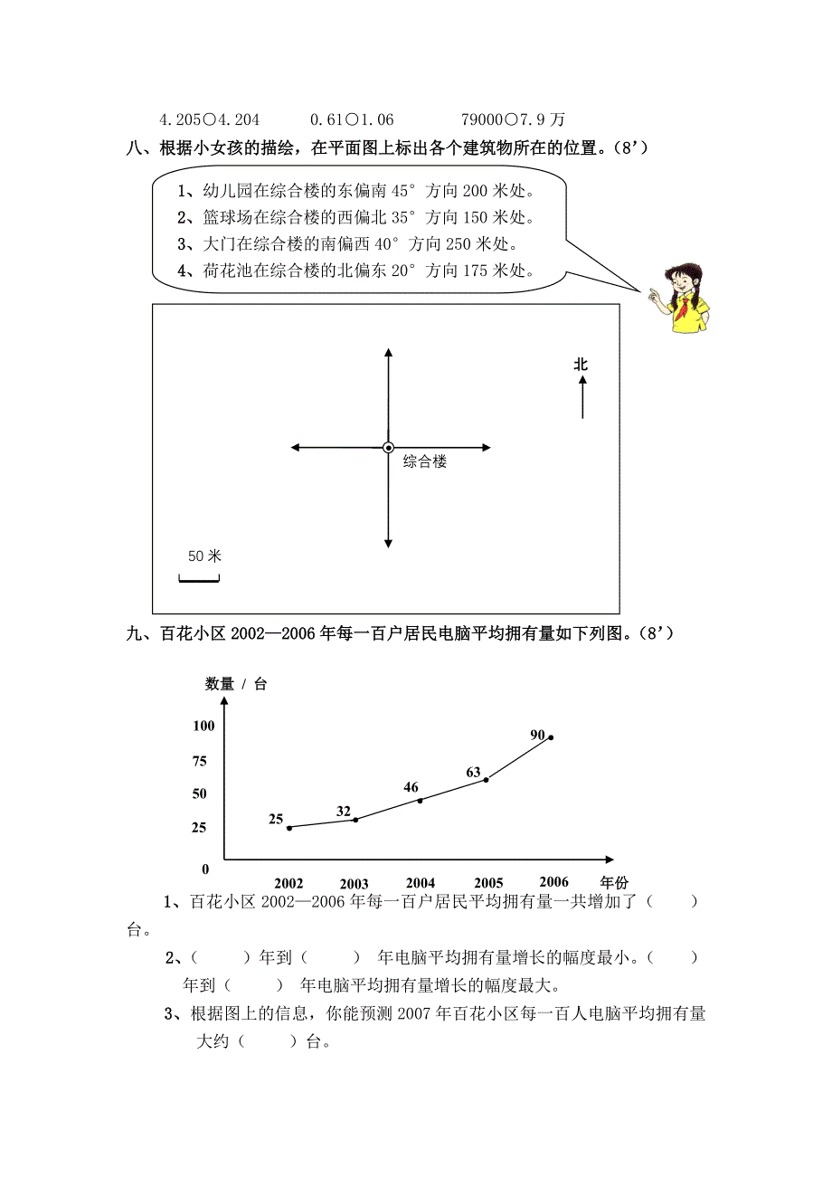 小学四年级下册数学期末测试题人教版_第3页