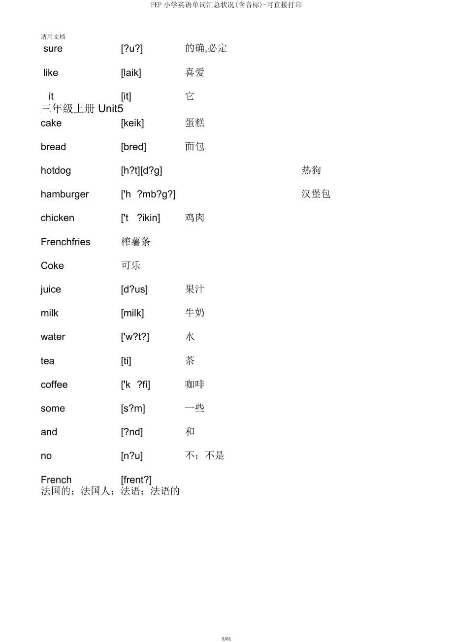 PEP小学英语单词汇总情况(含音标)可直接打印.doc_第5页
