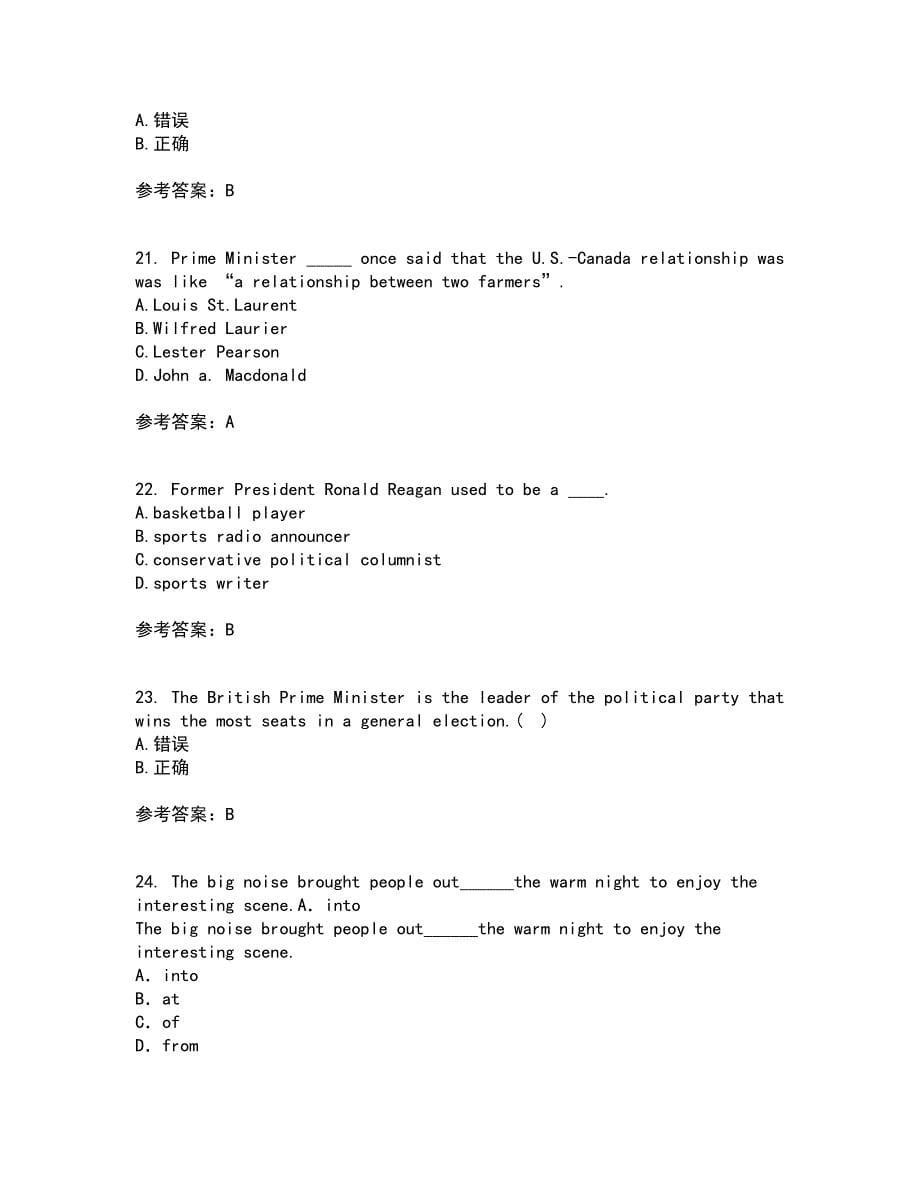 北京语言大学21秋《英语国家概况》在线作业三满分答案36_第5页