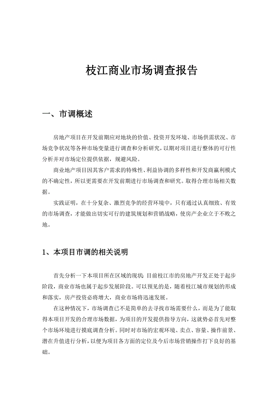 枝江商业市场调查分析报告_第1页