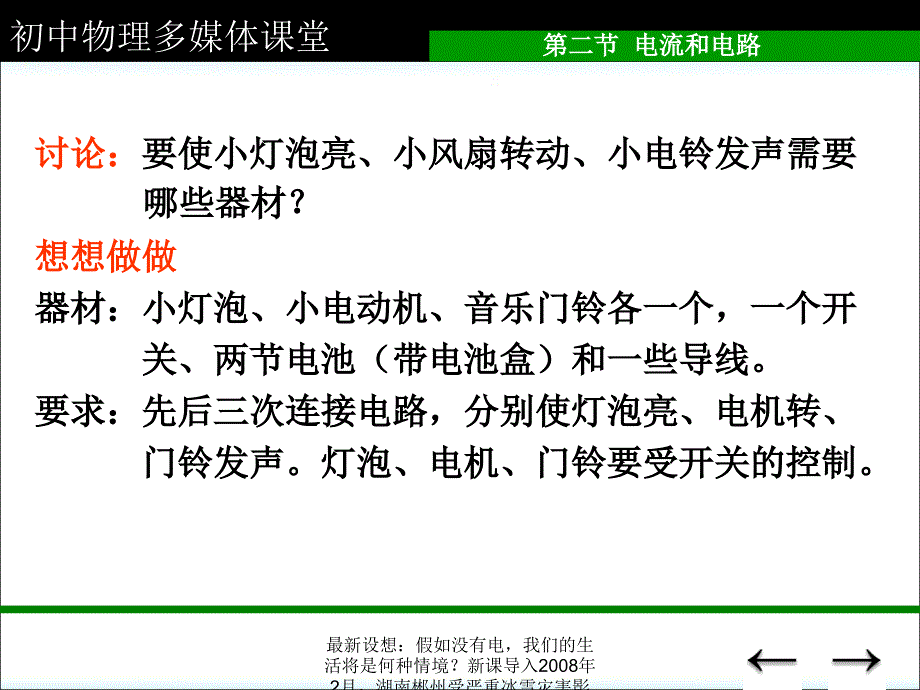 最新设想假如没有电我们的生活将是何种情境新课导入2月湖南郴州受严重冰雪灾害影响多处高压输电塔及电杆倒塌全市电力设施遭到严重破坏大部分城PPT课件_第3页