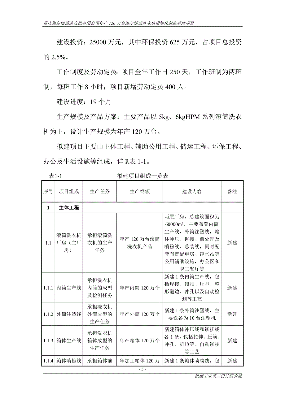 重庆海尔滚筒洗衣机有限公司年产120万台海尔滚筒洗衣机模块化制造基地环境影响评价报告书.doc_第5页