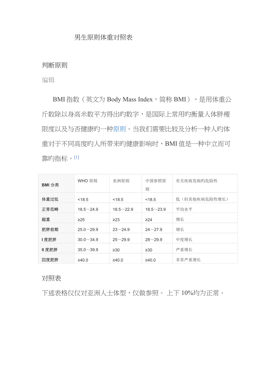 男生标准体重对照表_第1页