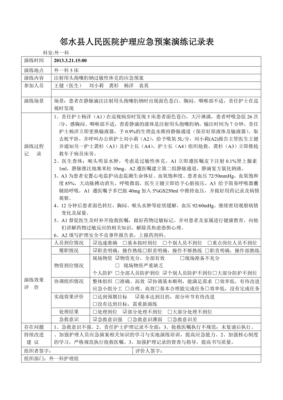 过敏性休克应急预案演练记录_第1页