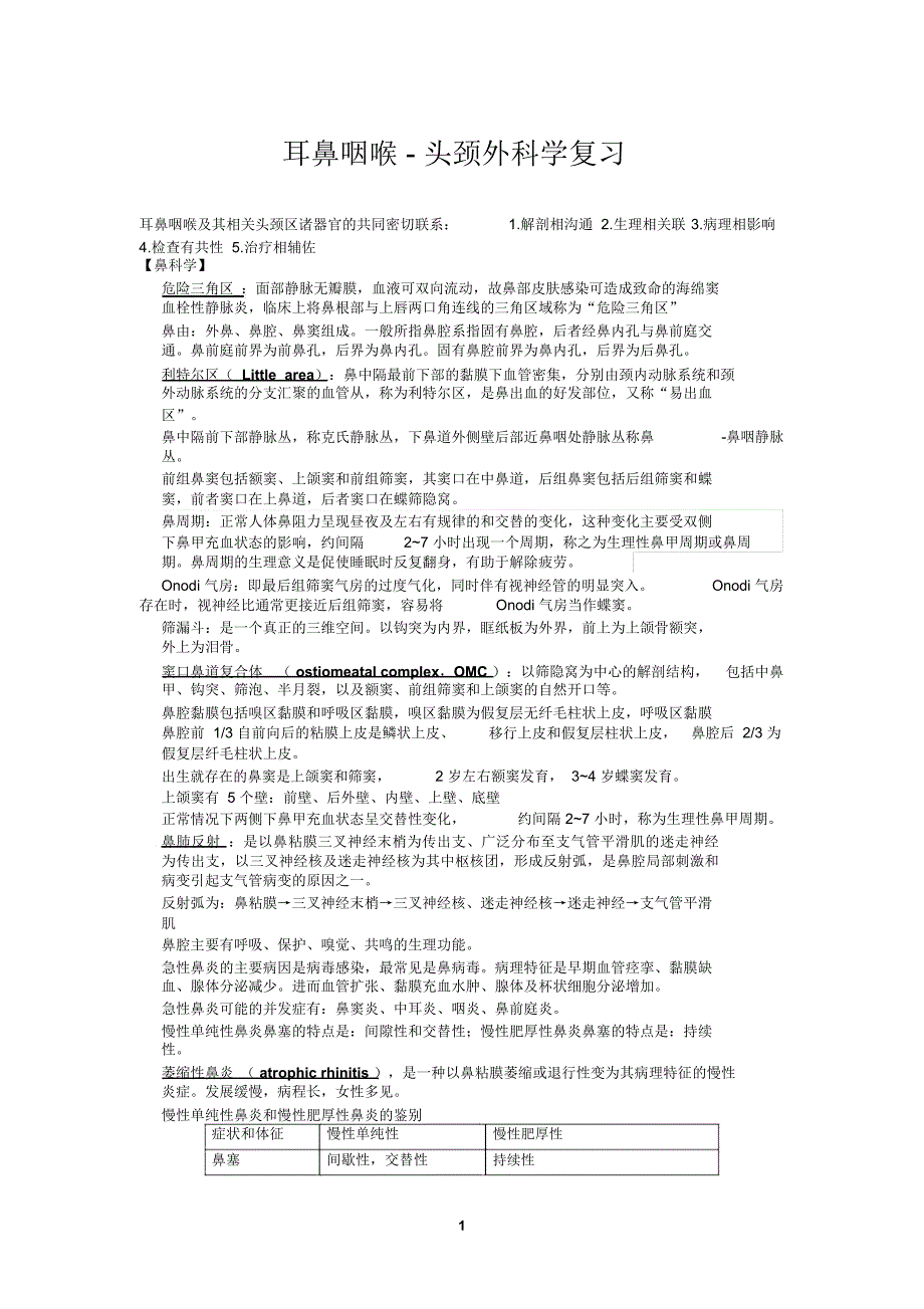 (完整word版)耳鼻咽喉头颈外科学复习资料_第1页