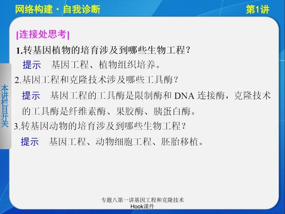 专题八第一讲基因工程和克隆技术Hook课件_第5页