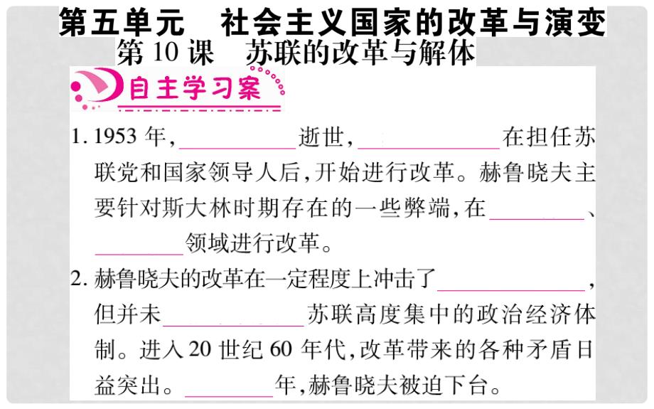 九年级历史下册 第5单元 社会主义国家的改革与演变课件 新人教版_第2页