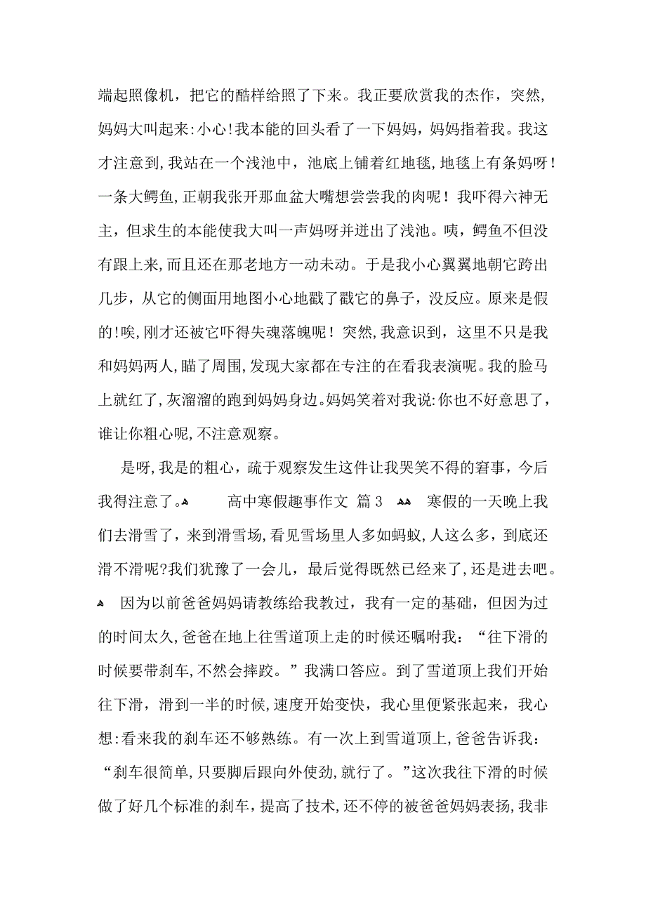 高中寒假趣事作文汇编7篇_第3页