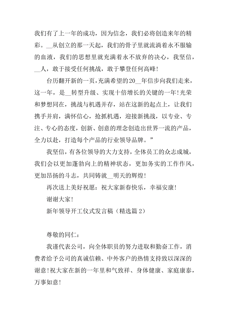 2023年新年领导开工仪式发言稿(7篇)_第2页