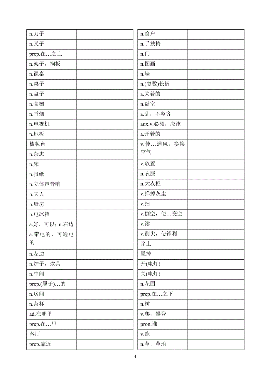 新概念英语第一册单词大全只有汉语_第4页