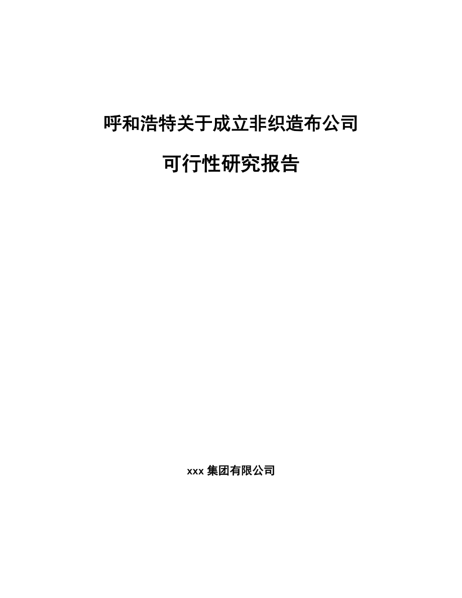 X X关于成立非织造布公司研究报告_第1页