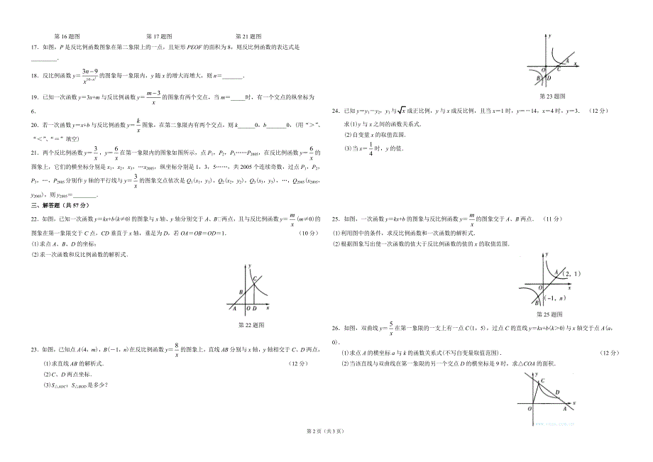 反比例函数测试题（二）_第2页