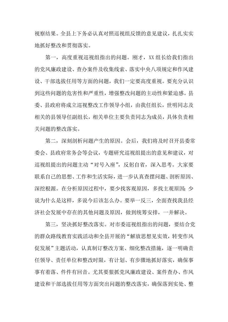 副县长在市委巡视组意见反馈会上的讲话_第3页