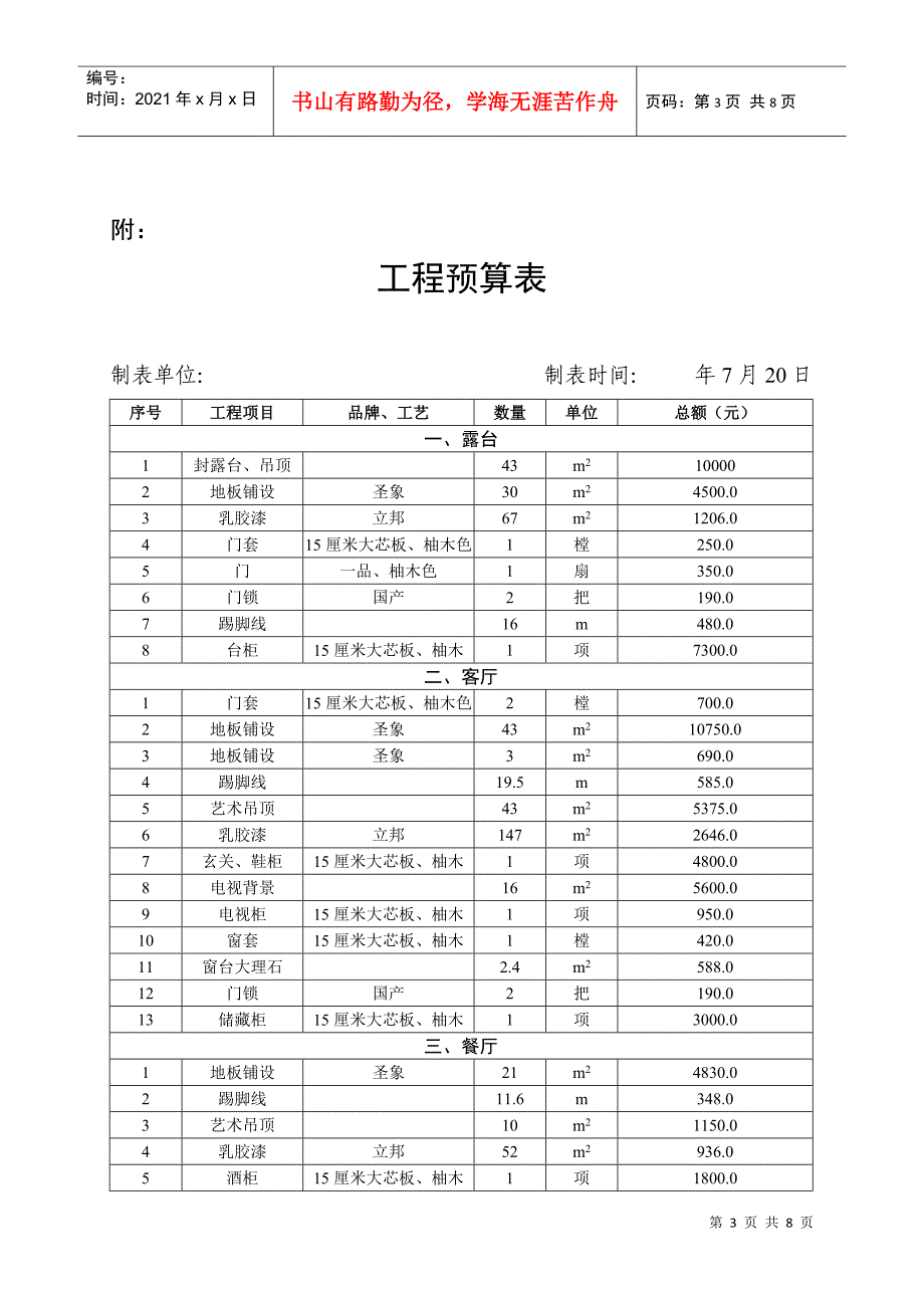 房屋装修合同及预算清单_第3页