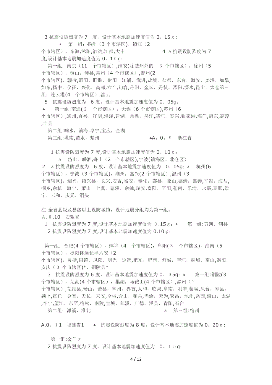 我国主要城镇抗震设防烈度、设计基本地震加速度和设计地震分组_第4页