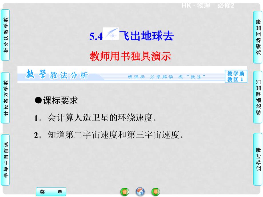 高中物理 5.4 飞出地球去同步备课课件 沪科版必修2_第1页