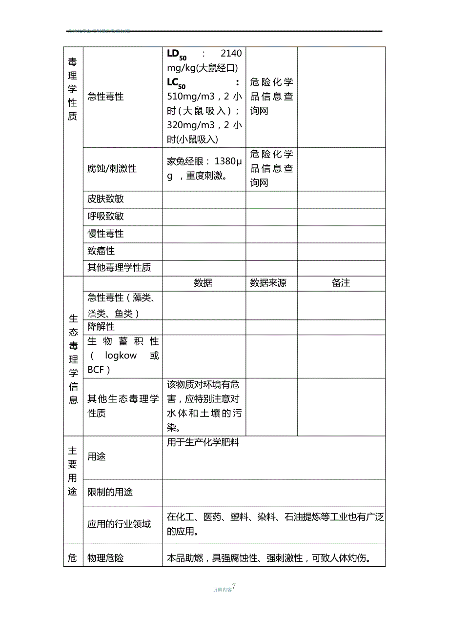 危险化学品信息表-硫酸_第3页