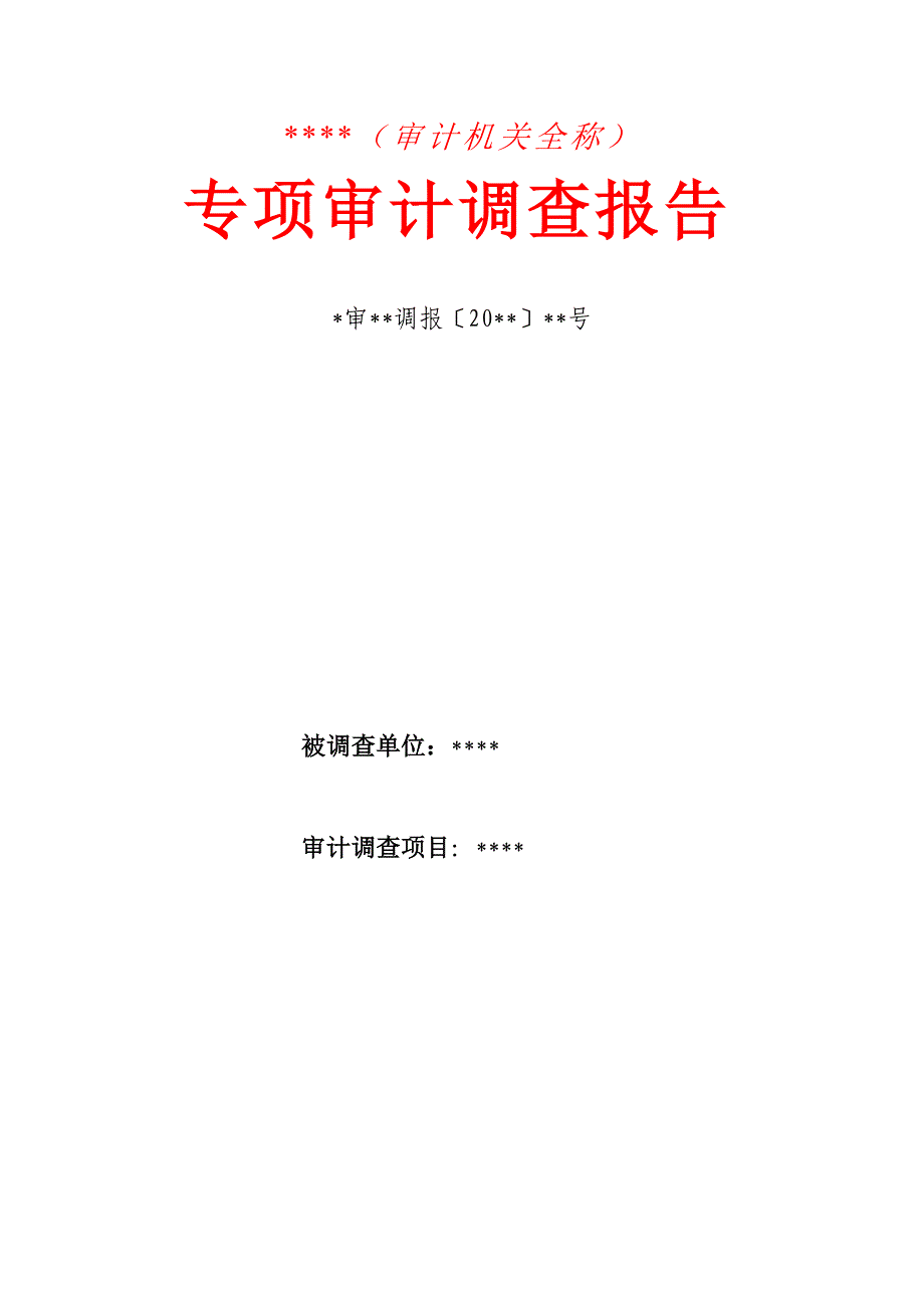 专项审计调查汇总报告模板_第1页