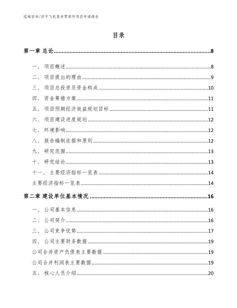 济宁飞机复材零部件项目申请报告（模板范本）_第2页