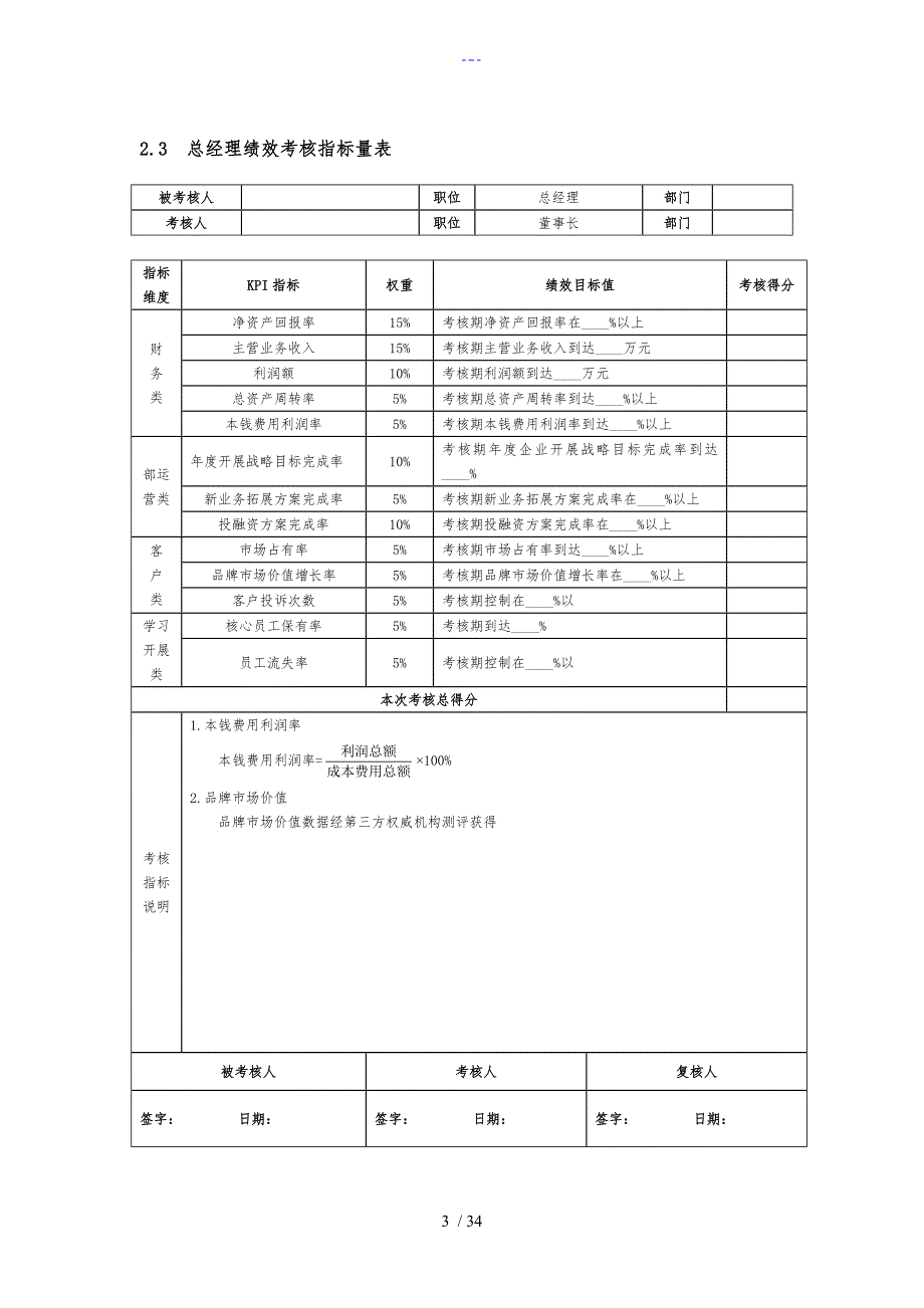 (董事会、高管)菜东家绩效考核方案(细则)_第3页