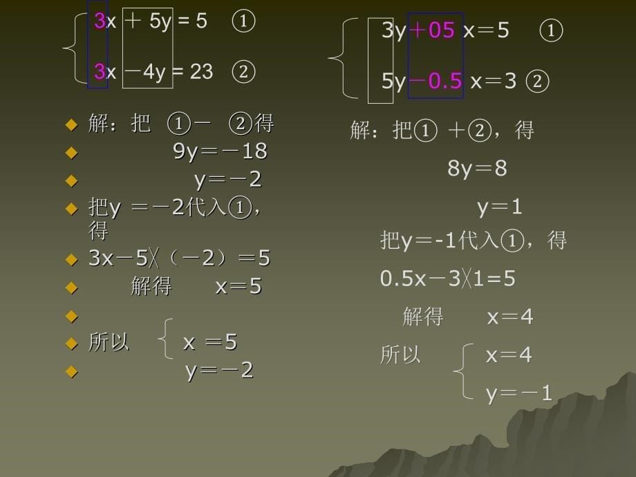 北师大版初中数学八年级上册解二元一次方程组精品课件_第5页
