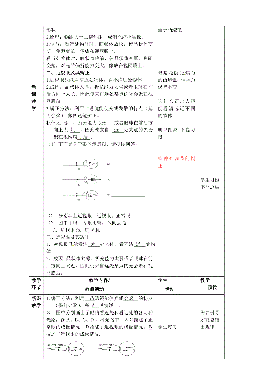 [最新]沪科版八年级物理4.6 神奇的眼镜教案_第2页