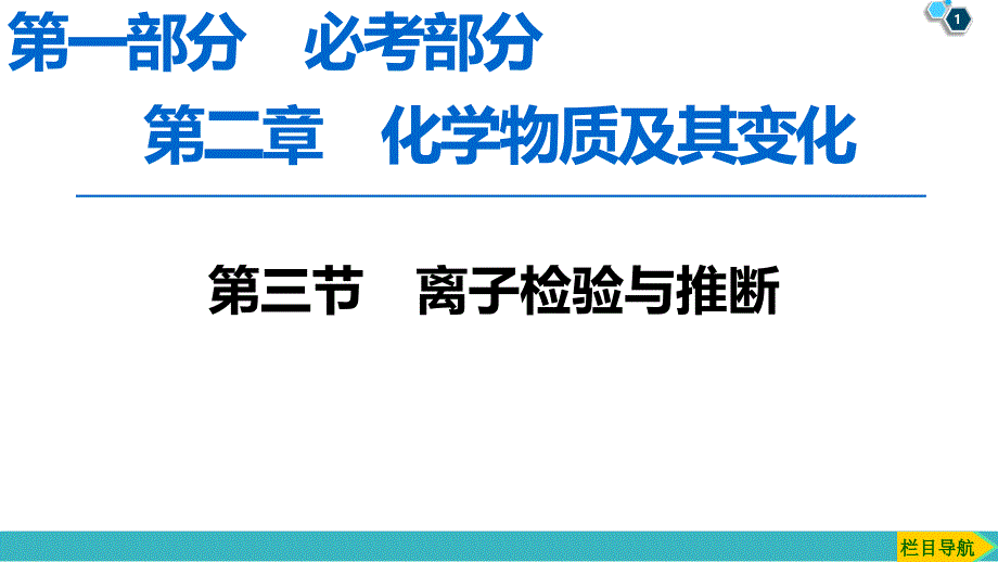 2020版第1部分第2章第3节　离子检验与推断_第1页