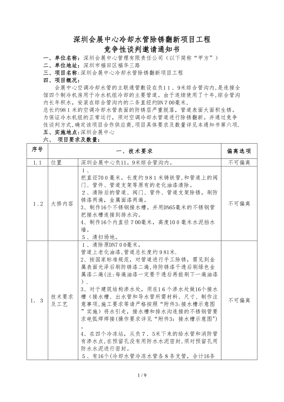 深圳会展中心冷却水管除锈翻新项目工程_第1页