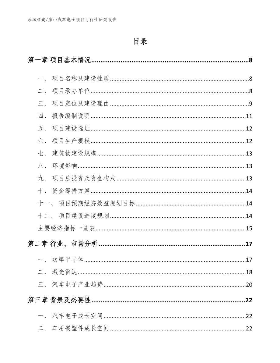 唐山汽车电子项目可行性研究报告范文_第2页