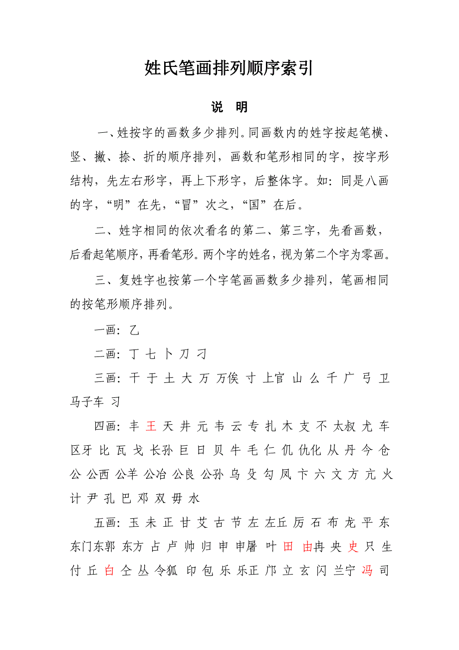姓氏笔画排列顺序索引_第1页