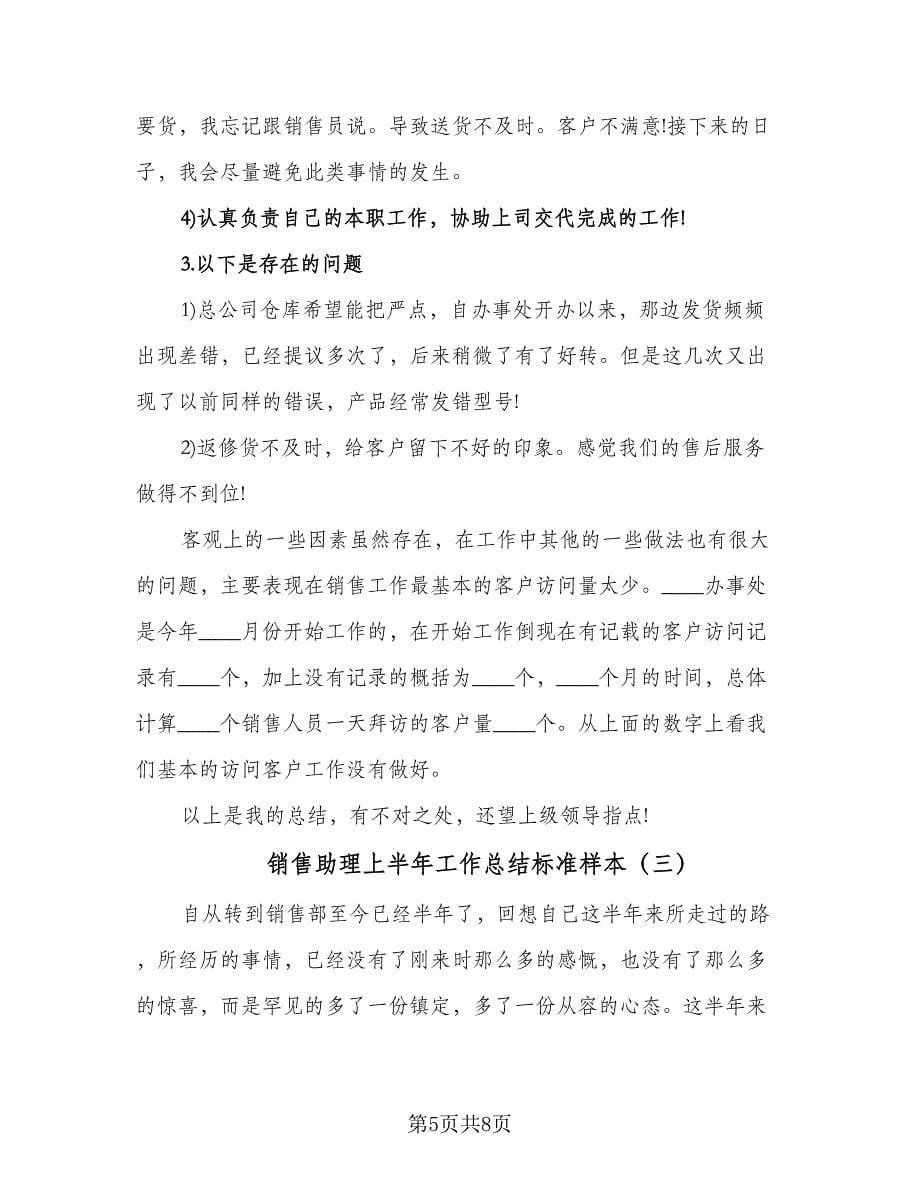 销售助理上半年工作总结标准样本（三篇）.doc_第5页