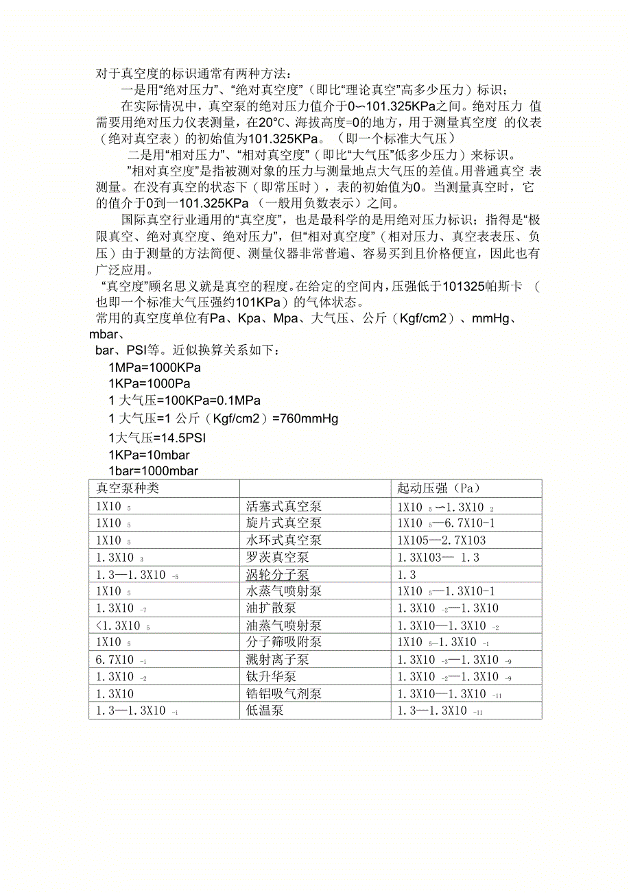 真空度表示方法、单位换算_第1页