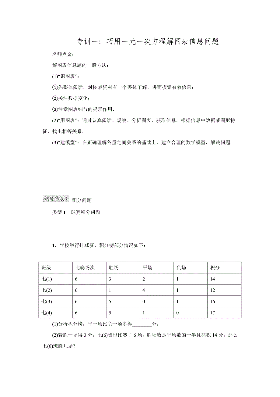 人教版七年级数学上典中点第三章整合提升专训一_第1页