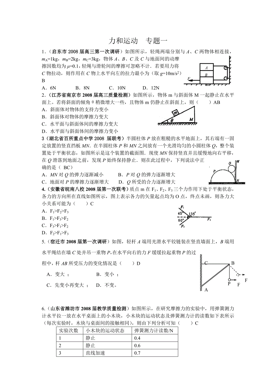 高三力和运动专题一.doc_第1页