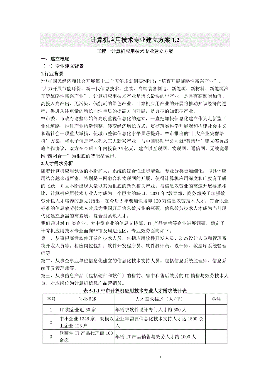 计算机应用技术专业建设方案_第1页