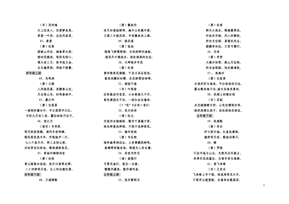 北师大版小学语文实验教材一至六年级古诗词总汇_第3页