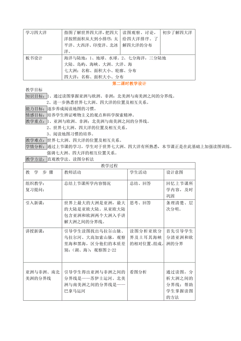 七年级地理上册 第二章第二节世界的海陆分布教学设计 湘教版_第3页