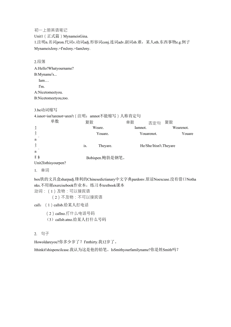 初一上册英语笔记_第1页