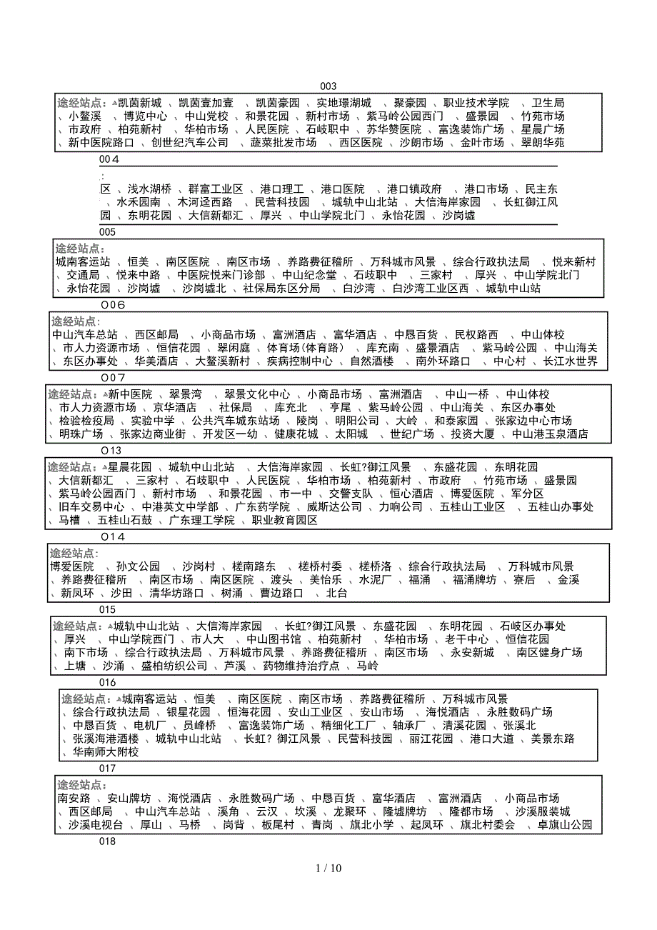 中山市公共汽车路线_第1页