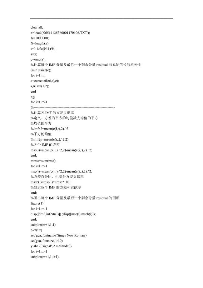 Matlab实现HHT程序(源码,非常珍贵)