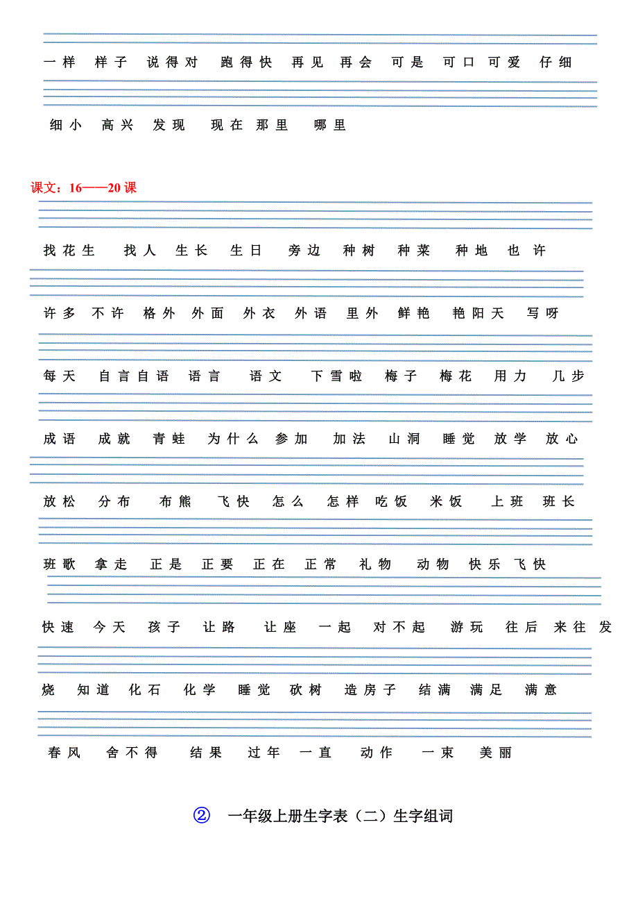 2015一年级上册生字表一组词_第4页